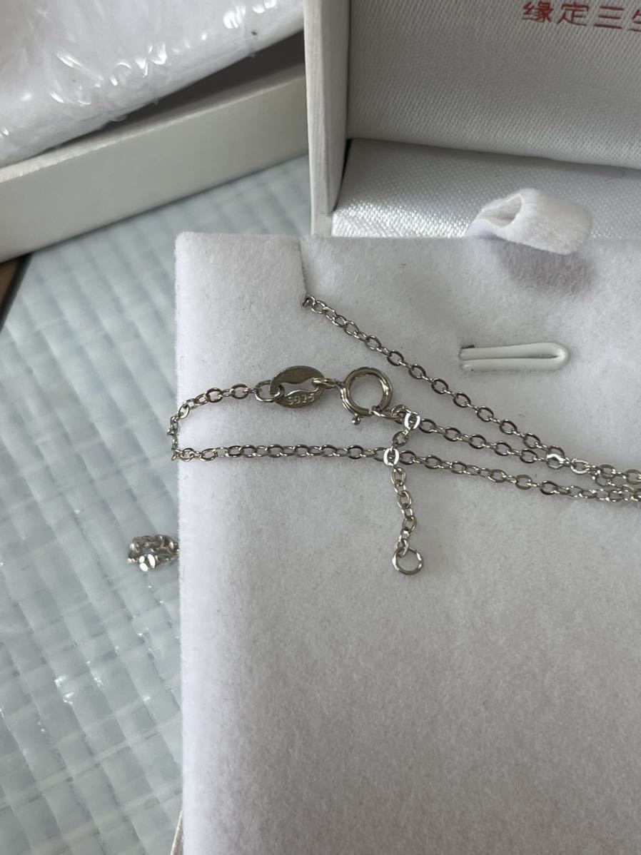 可愛い♪ キラキラ ハート純銀ネックレス“S925&ITALY”刻印有 CZダイヤモンド使用 上品な印象を与え♪専用ケース付プレゼント最適43cm_画像7