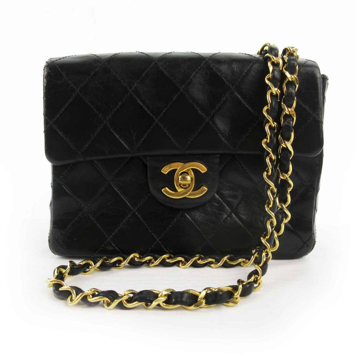 オープニング シャネル CHANEL ラムスキン ブラック 黒 チェーン