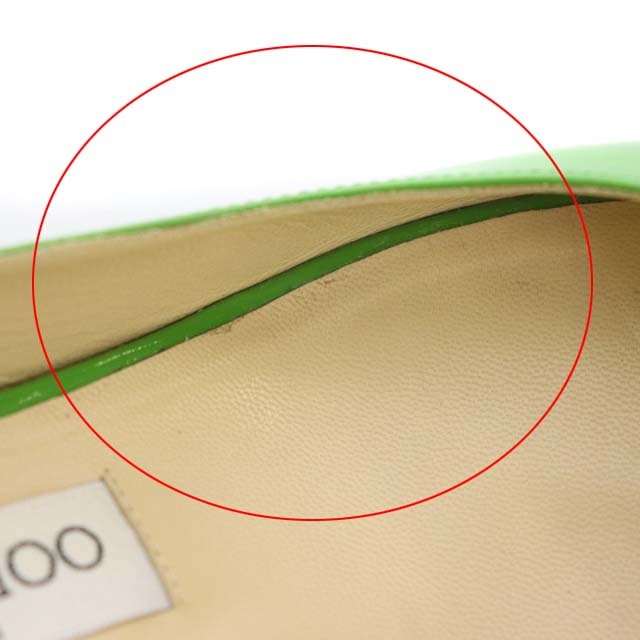 ジミーチュウ JIMMY CHOO パンプス オープントゥ ウェッジソール パテントレザー エナメル 38 25.0cm 緑 グリーン /MF OS レディース