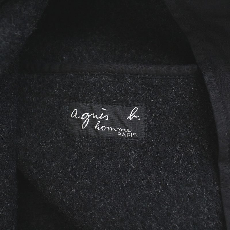 アニエスベーオム Agnes b. homme ウールコート ハーフ パイピング アウター フランス製 0 XS 黒 ブラック /YM メンズ|代購幫 アニエスベーオム Agnes b. homme ウールコート ハーフ パイピング アウター フランス製 0 XS 黒 ブラック /YM メンズ|代購幫