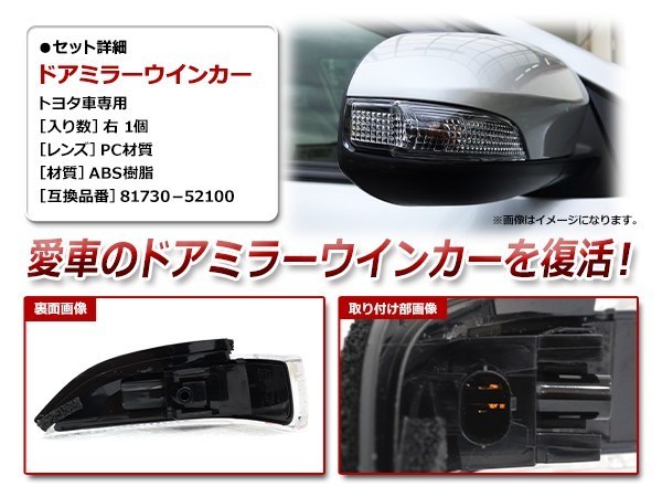 トヨタ アクア AQUA NHP10系 純正交換タイプ ドアミラー ウインカー レンズ サイドミラー ターンシグナルランプ 右 新品社外品_画像2