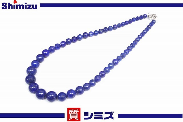 【ラピスラズリ】美品 6.2-12.0mm 珠 ネックレス 約43ｃｍ