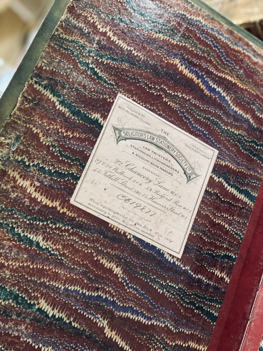 イギリス　アンティーク　古書　弁護士台帳　1800年代　フランス　洋書　インテリア　ディスプレイ　レザーカバー　絵画　骨董_画像8