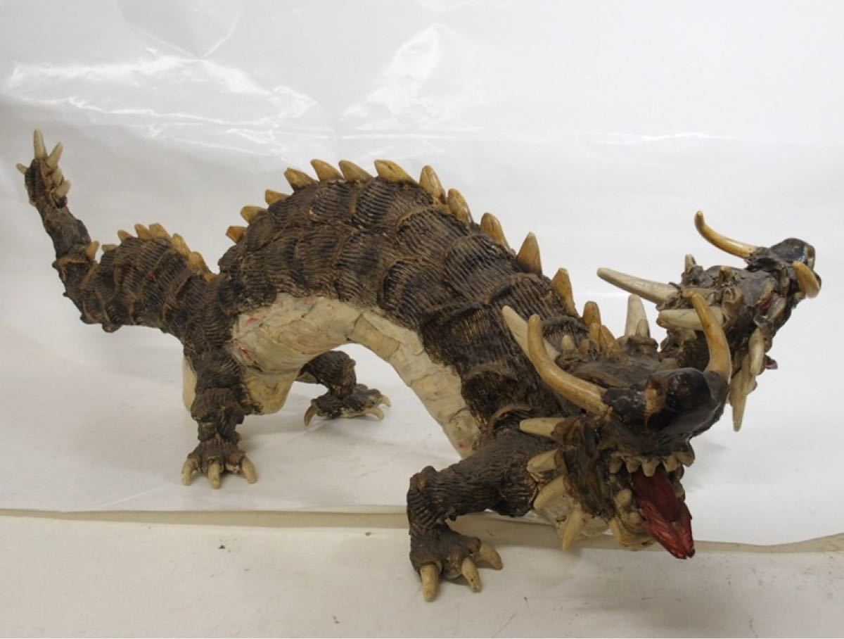 ドラゴン 雙龍 双竜 双頭 全長約95cm 高さ約30cm 時代 古玩 旧家 蔵出