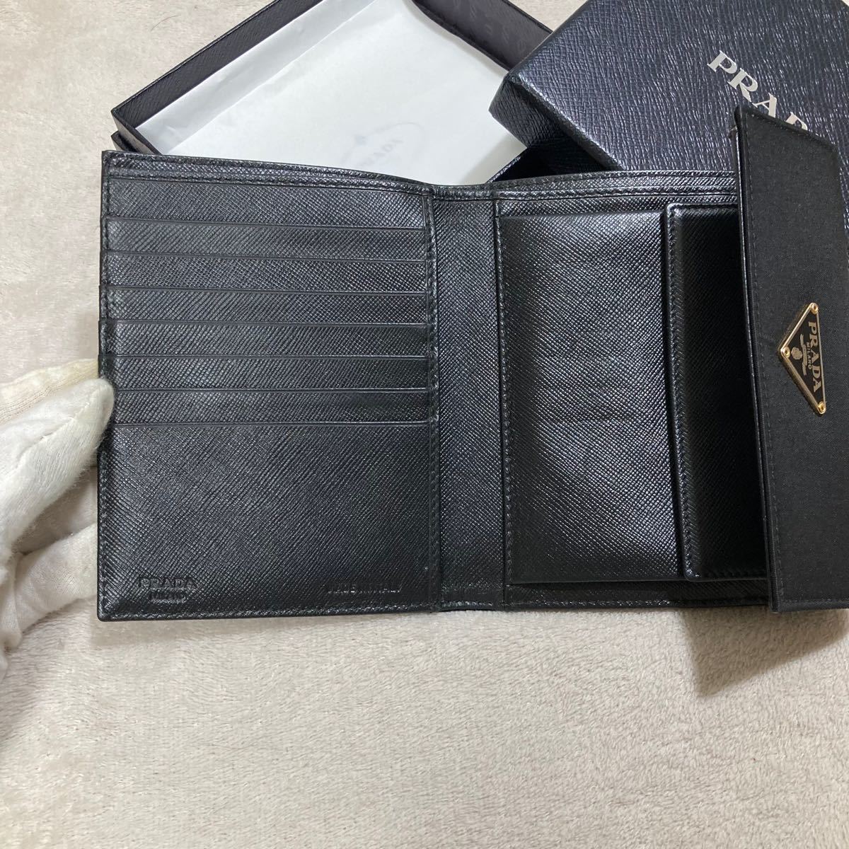 美品 PRADA プラダ 折り財布 コインケース カードケース ブラック