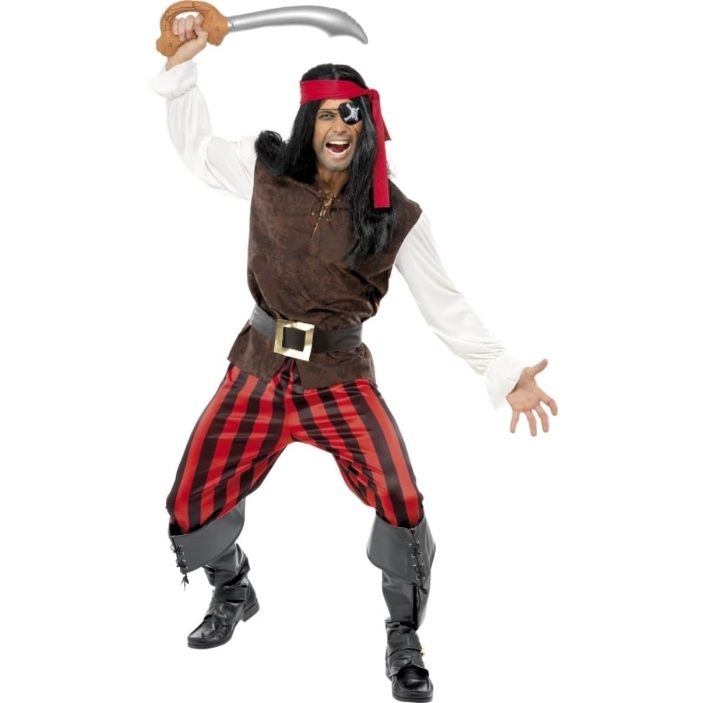 船員　海賊　赤　茶　衣装、コスチューム L　大人男性用　Pirate Ship Mate　コスプレ