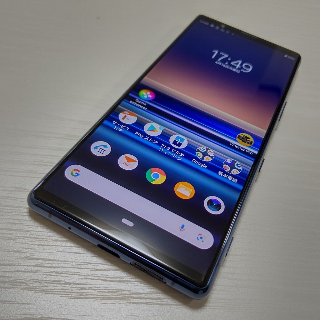 ☆【20891WM】 美品 au SOV41 SONY Xperia 5 ブルー SIMロック解除済