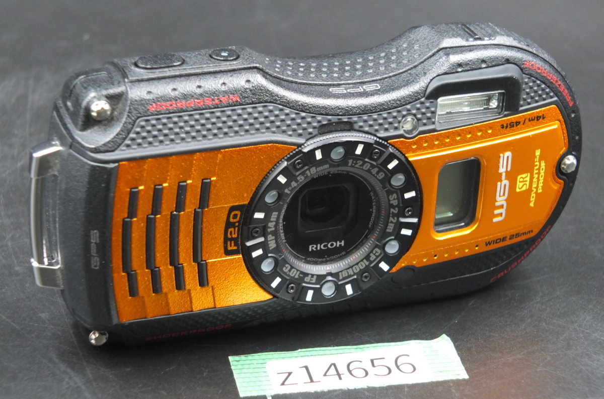 z14656】RICOH リコー 防水デジタルカメラ オレンジ WG-5 付属品有り