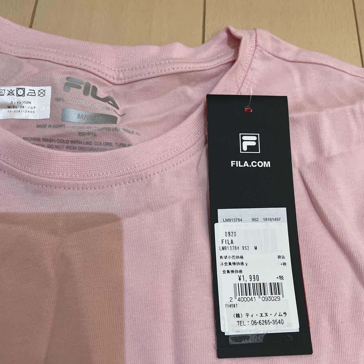 送料無料　未使用　FILA 半袖Tシャツ Mサイズ　ピンク　メンズ　ビッグロゴ_画像2