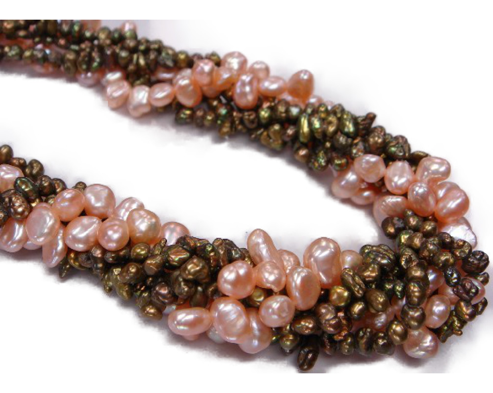 K2024 実物とても綺麗 個性的　6連天然真珠 ネックレス