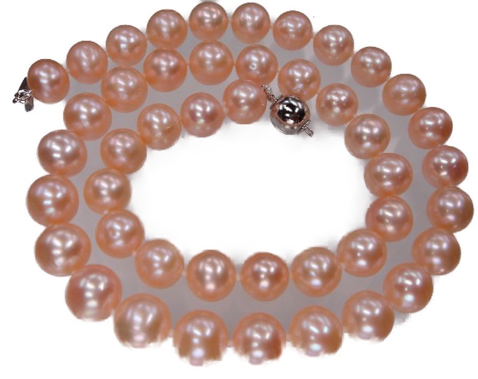 K2085 実物とても綺麗 個性的 オレンジピンク　高級　真円　天然真珠 ネックレス