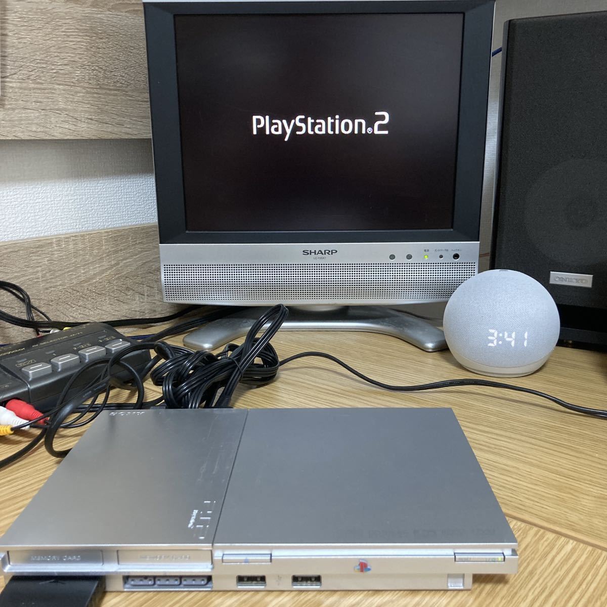 ★最終生産型★ 箱説明書つき PS1&PS2読み込みOK SCPH-90000 シルバー PS2 薄型 本体セット プレステ2 プレイステーション2 SCPH-90000