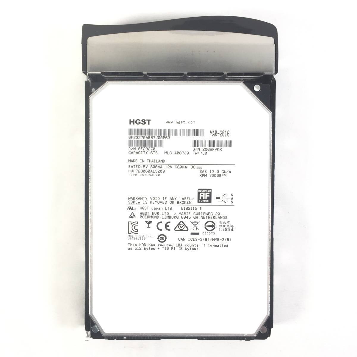 Z4062063 HGST 6TB SAS 12Gb/s 7200RPM HDD 3.5インチ 1点【中古動作品,複数出品9】..._見本