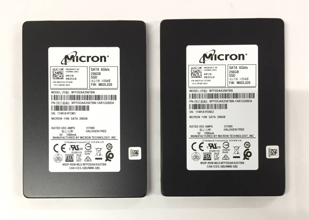 Z46837 Micron SATA 2.5インチ 256GB SSD 2点【中古動作品】......_見本