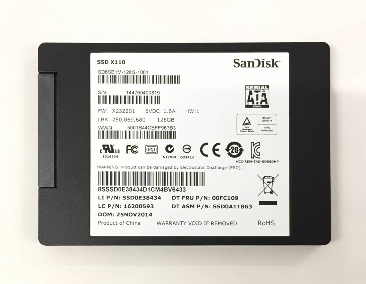 Z462040 SanDisk SATA 2.5インチ 128GB SSD 1点【中古動作品】......_見本