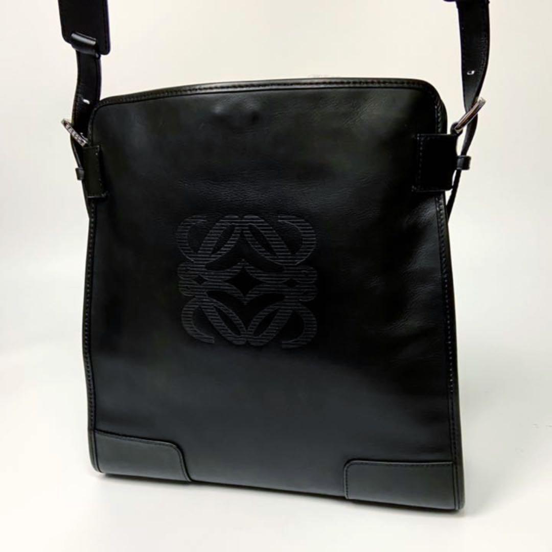 極美品□LOEWE ロエベ ショルダーバッグ アナグラム 革 メッセンジャー