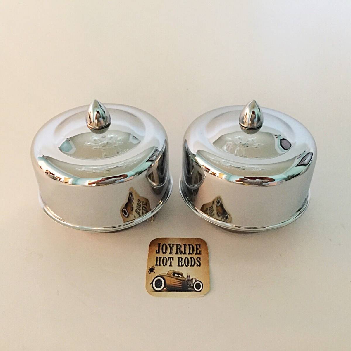 Hot Rod 2 x 2BRL Air Cleaners Bullet Fasteners 2 5/8" or 2 5/16" Neck Chrome 