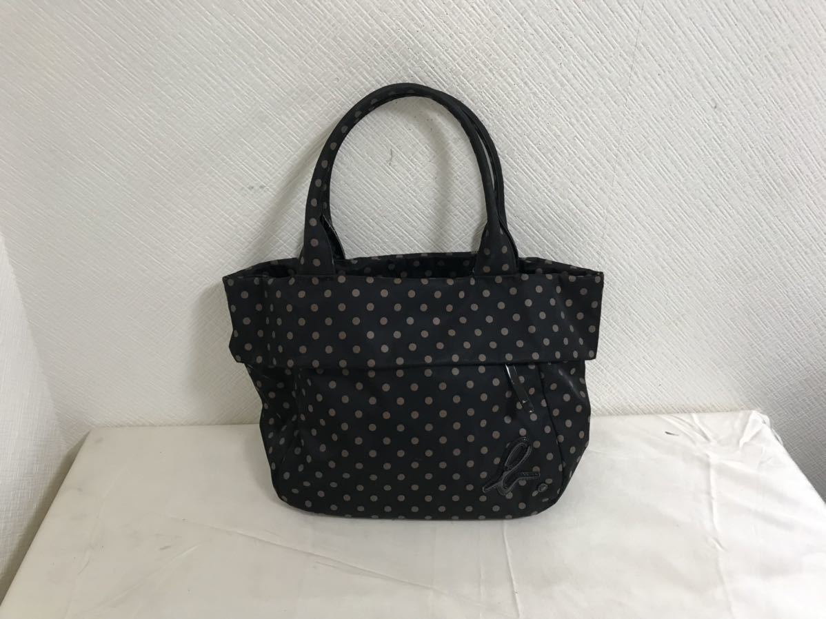  genuine article Agnes B agnisb nylon polka dot pattern handbag business tote bag Mini Boston back lady's men's black black tea travel travel 