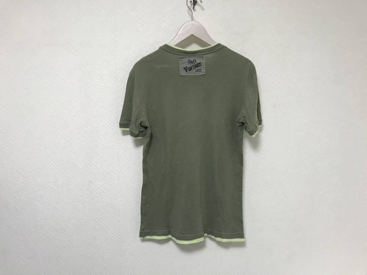 本物ドルチェアンドガッバーナD&Gコットンプリント半袖TシャツスーツミリタリーアメカジビジネスサーフメンズMカーキイタリア製_画像3