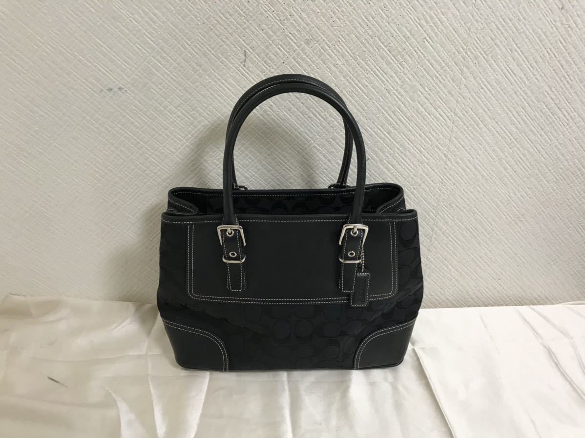 本物コーチCOACH本革レザーキャンバスハンドバッグビジネストートボストンバックメンズレディース黒ブラック旅行トラベルシグネチャー柄_画像2