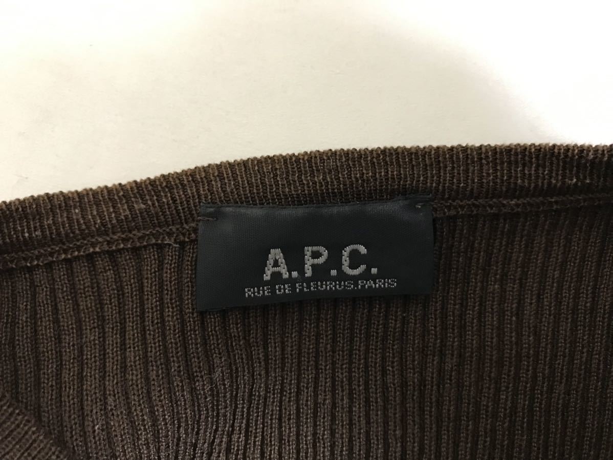  подлинный товар A.P.C. APC хлопок стрейч вязаный свитер V шея длинный рукав деловой костюм American Casual женский Франция производства чай Brown свободный 