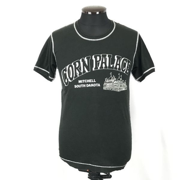 USAコーンパレス/Corn Palace/トウモロコシ宮殿★半袖Tシャツ【メンズM程度/黒/ブラック】◆BG595_画像1