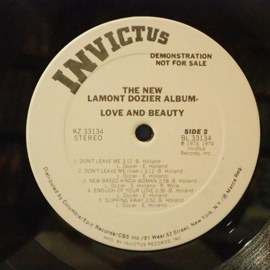 ■INVICTUS 極美盤! 白プロモ盤!★LAMONT DOZIER/LOVE AND BEAUTY★送料無料(条件有り)多数出品中!■オリジナル名盤■_画像3