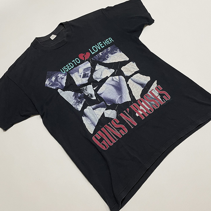 [ ultra rare!] gun z* and * low zez T-shirt L 89 year made BROCKUM Vintage Guns n Roses Used To Love Her 80sre Chile NIN Metallica
