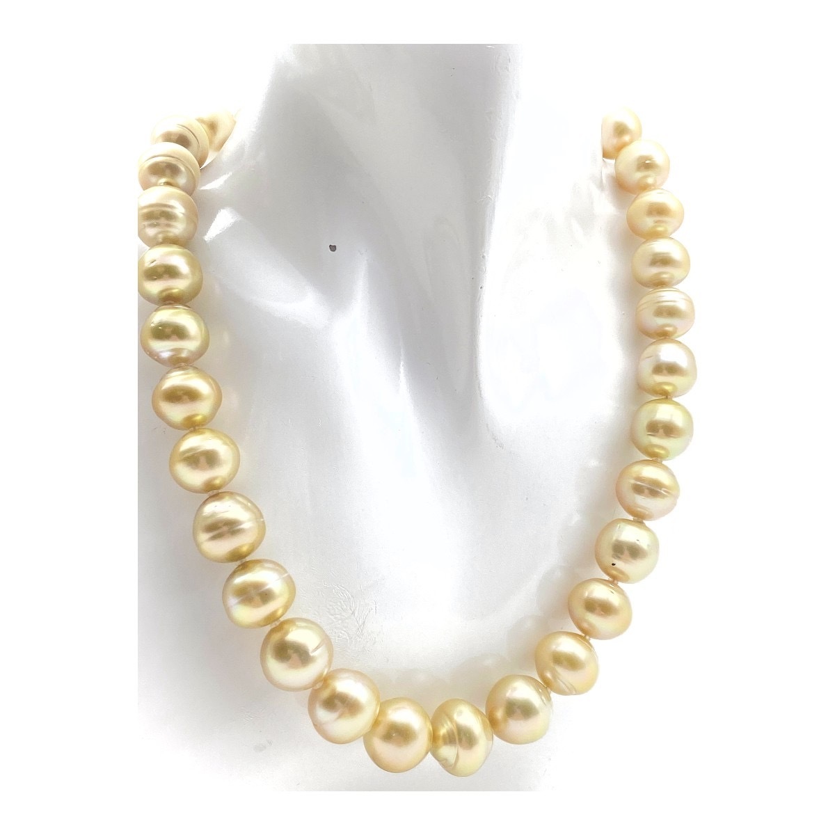 【魅惑のゴールド！】真珠 白蝶パール ネックレス 12.5-15.0mmUP ナチュラルカラー South Sea Pearls