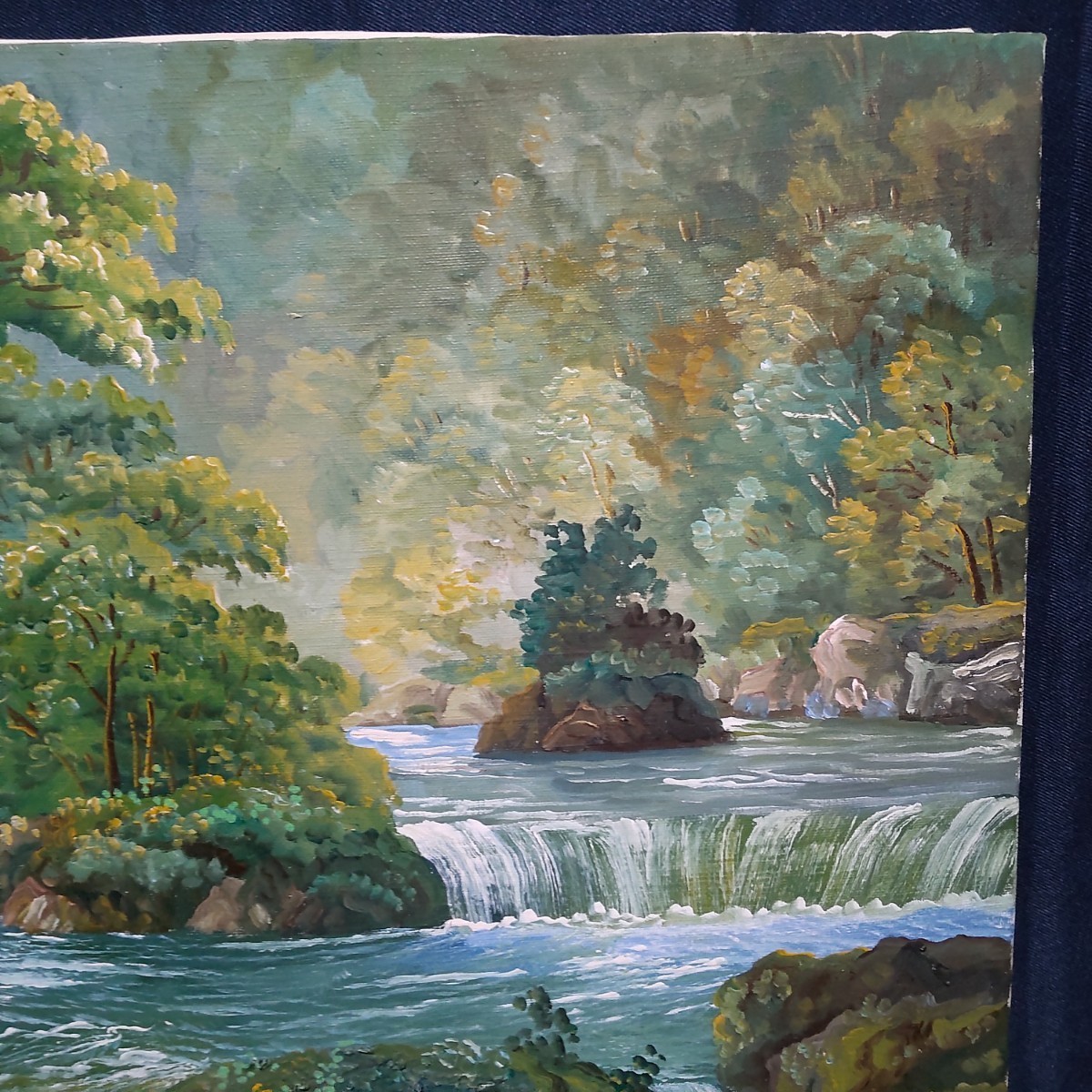 78 絵画 油彩 油絵 風景画 日垣明貫作 奥入瀬 額装 額縁付き 78 絵画 油彩 油絵 風景画 日垣明貫作 奥入瀬 額装 額縁付き