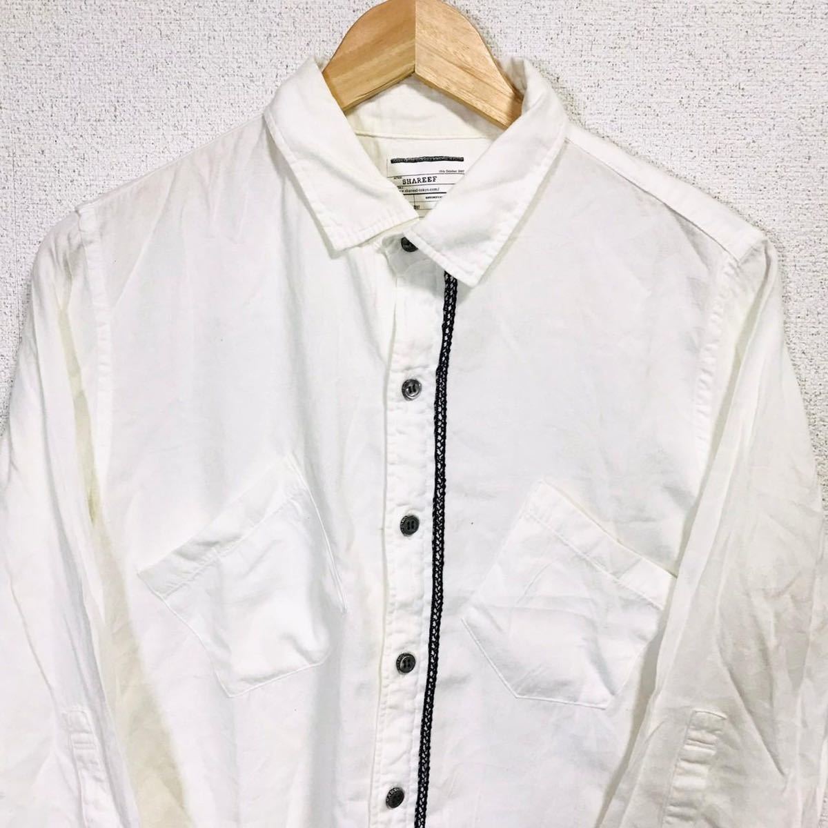 F5079db SHAREEF｜シャリーフ 長袖シャツ １(S位) オフホワイト メンズ ボタンダウンシャツ 刺繍 日本製 コットン100 カジュアル