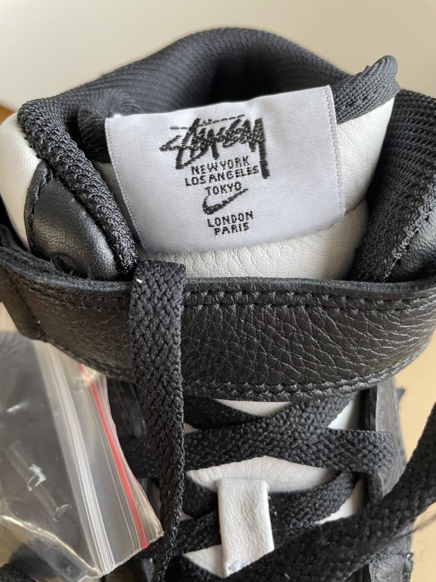 【新品・未使用・27.0】NIKE x STUSSY AIR FORCE 1 MID Black and Light Bone / ナイキ エア フォース ミッド ステューシー US9 PANDA_シュータン