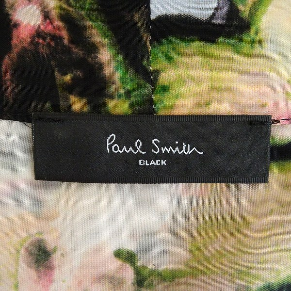 #snc ポールスミス PaulSmith BLACK ワンピース 38 黒 黄色系 半袖 花柄 タイ リボン レディース [626907]_画像5
