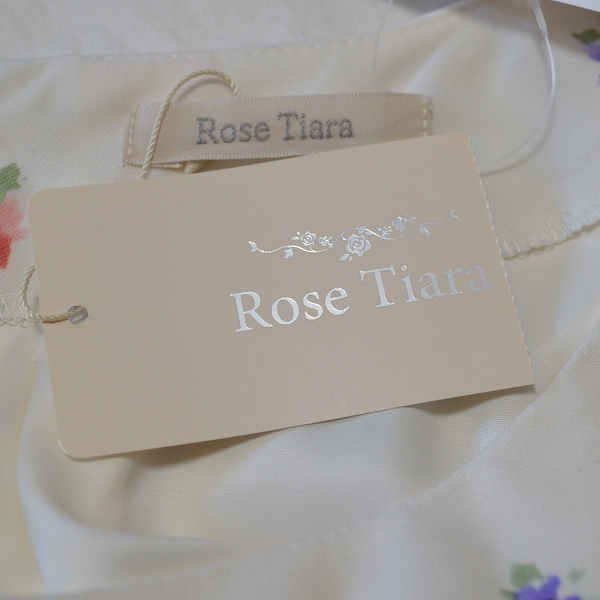 #snc ローズティアラ Rose Tiara ワンピース 42 白 花柄 リボン ペタルスリーブ 丸首 タグ付き 新品同様 レディース [742683]_画像5