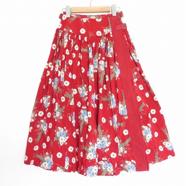#apc ピンクハウス PINKHOUSE スカート 赤 巻きスカート 花柄 レディース [735852]