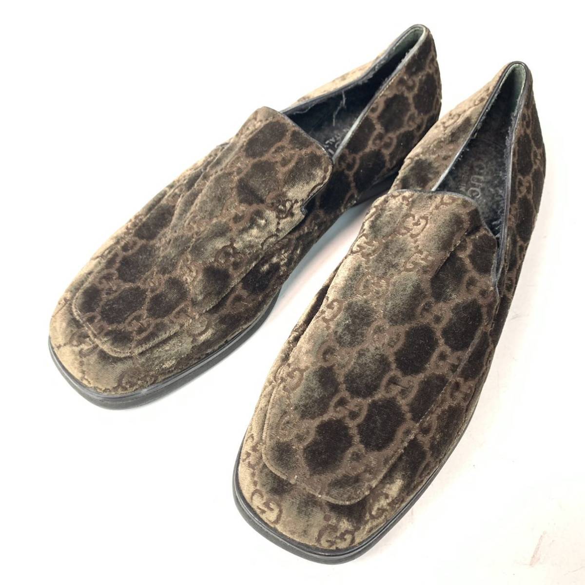 k10 GUCCI グッチ GG柄 ローファー ベロア レザー シューズ k10 GUCCI グッチ GG柄 ローファー ベロア レザー シューズ