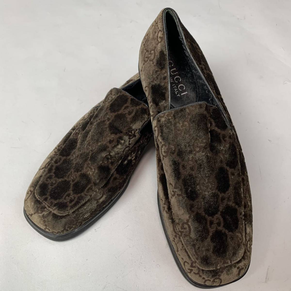 k10 GUCCI グッチ GG柄 ローファー ベロア レザー シューズ k10 GUCCI グッチ GG柄 ローファー ベロア レザー シューズ