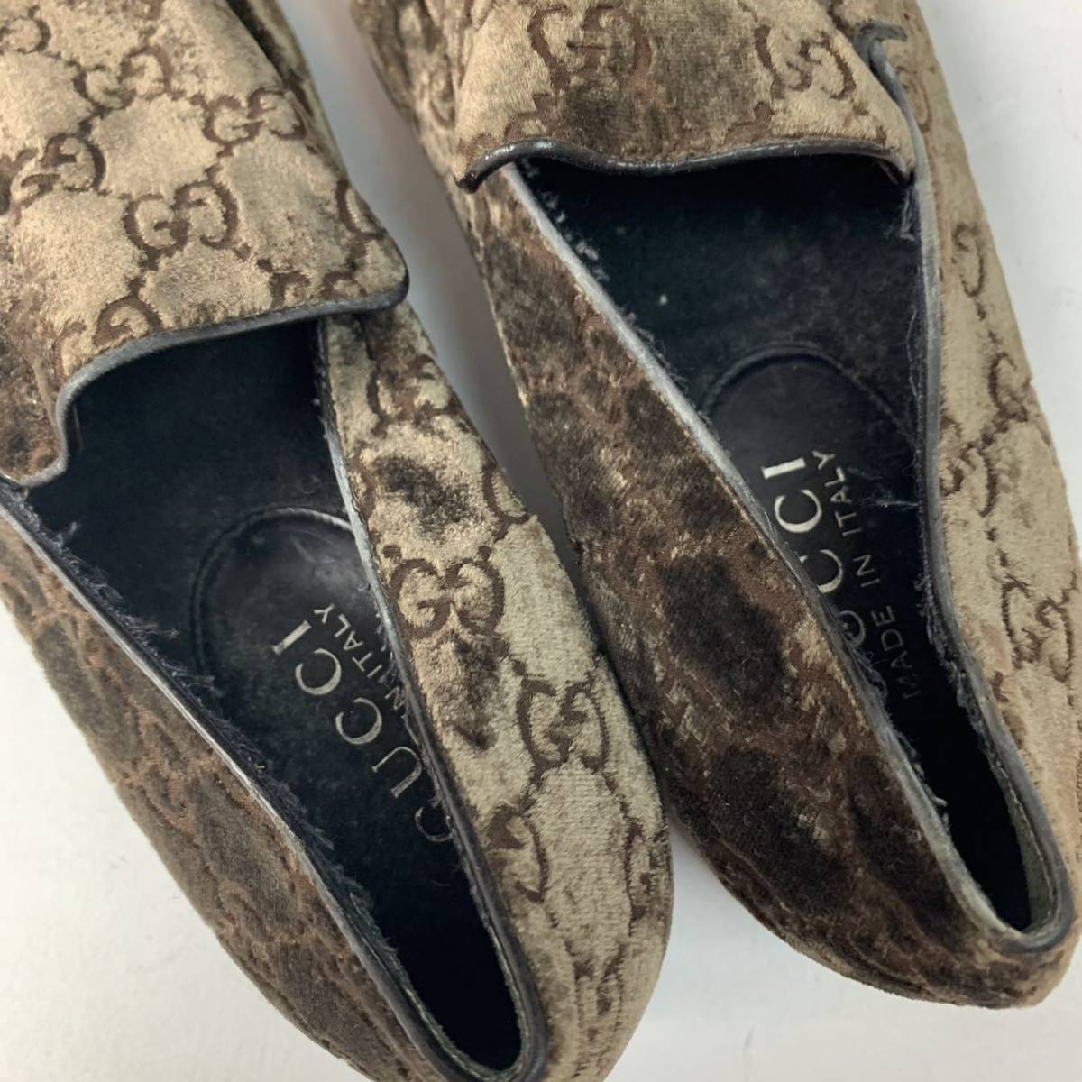k10 GUCCI グッチ GG柄 ローファー ベロア レザー シューズ k10 GUCCI グッチ GG柄 ローファー ベロア レザー シューズ