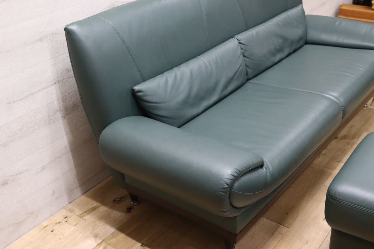 GMET2930 Asahi / ASAHI Puresuto 2 seater . sofa love sofa green soft leather ottoman set approximately 23 ten thousand 