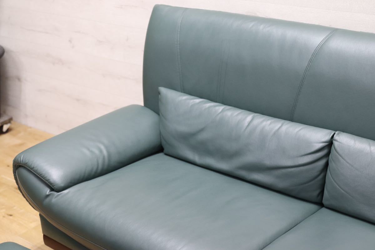GMET2930 Asahi / ASAHI Puresuto 2 seater . sofa love sofa green soft leather ottoman set approximately 23 ten thousand 
