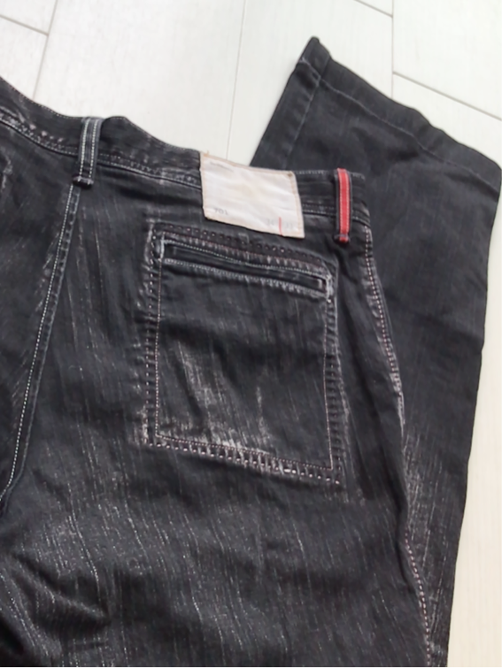 【即決】W34 リーバイスLevi's RL701-29 ブラックワークパンツ2003年廃盤 ユーズドヒゲ加工 レッドループ 弱ストレッチ 13.75オンスデニム