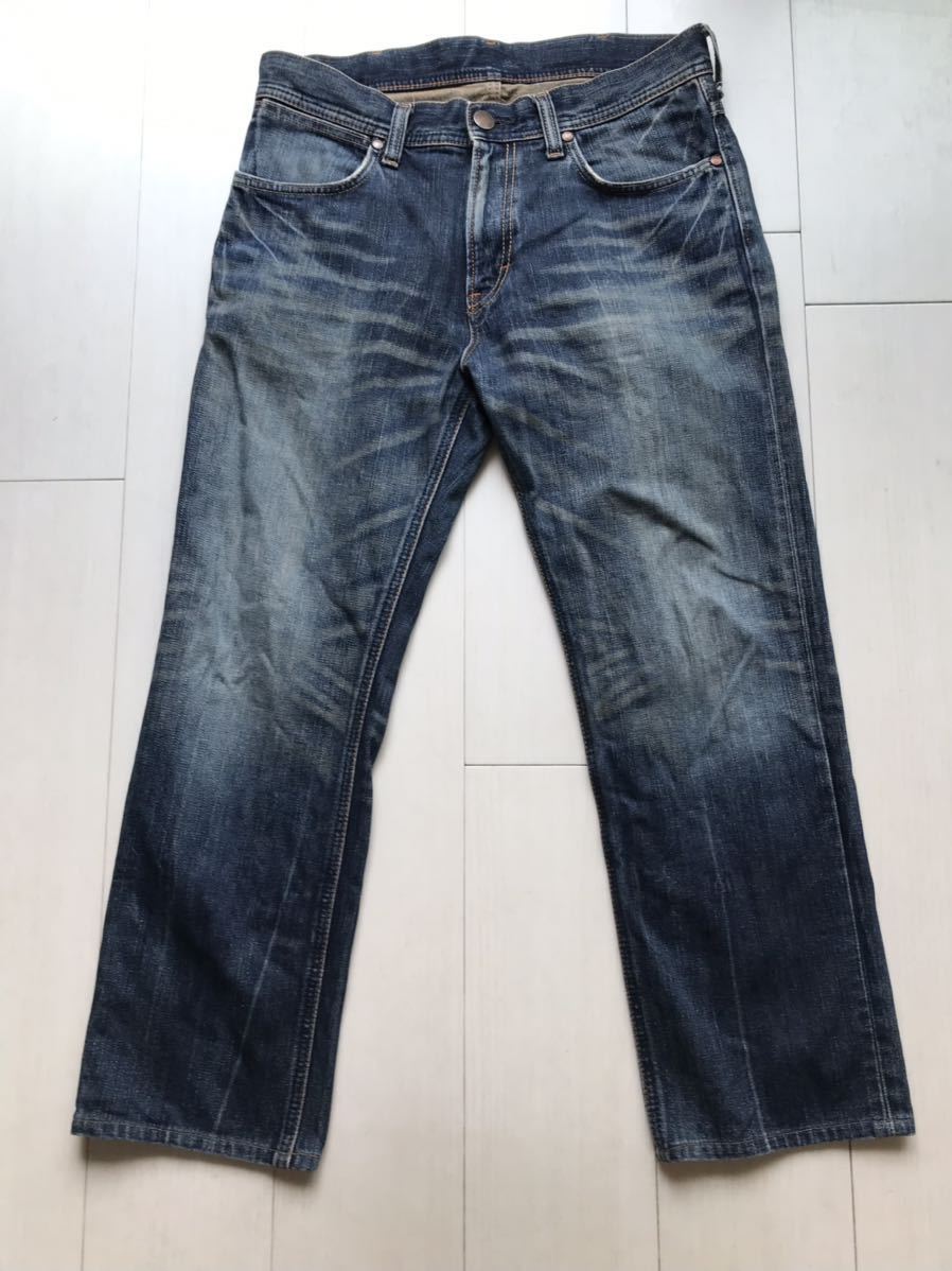 【即決】W33 ラングラー wrangler ストレートジーンズ ユーズドヒゲ加工 W04722 コットン100%デニム 企画生産エドウィン ジッパーフライ_画像3