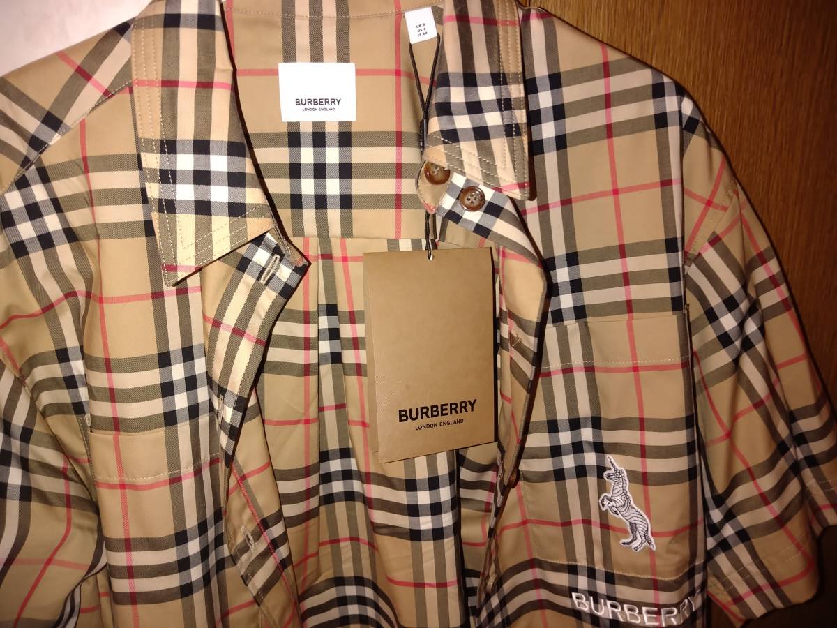 新品 未使用 人気 限定品 BURBERRY バーバリー コットン クラシック アップリケ チェックシャツ 胸ポケット タグ付き 限定品 希少 レア