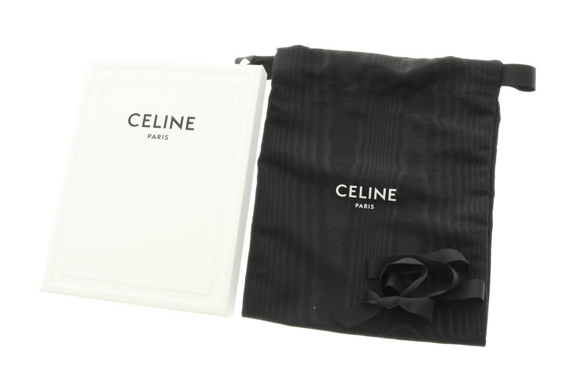 VMPD4-61-32 CELINE セリーヌ フォンポーチ トリオンフ キャンバス レザー スマホケース ユニセックス ブラウン ブラック 保存袋 箱付 中古