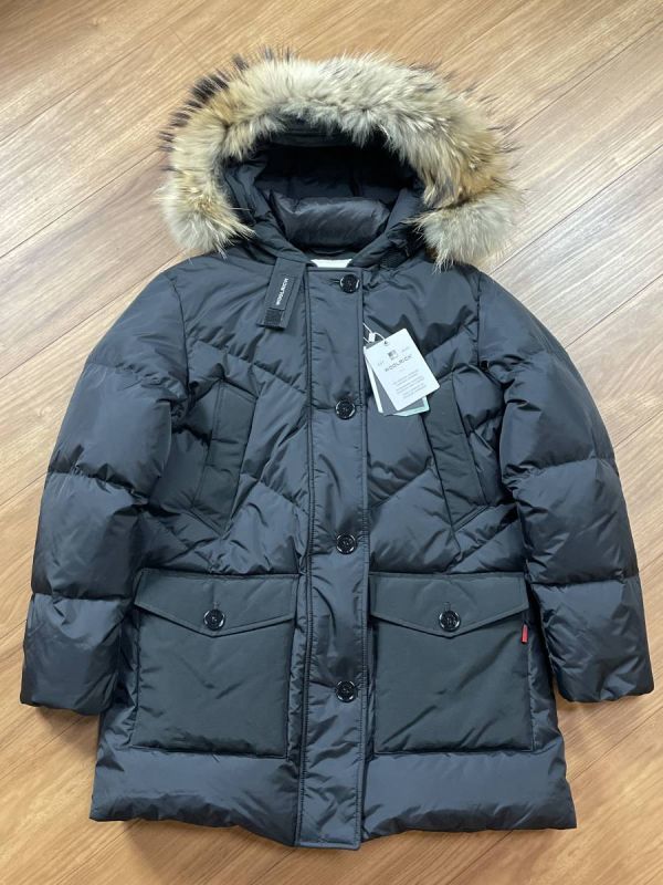 未使用品 WOOLRICH ウールリッチ WWCPS2789 W'S LOGO PARKA DF ダウン ジャケット コート パーカー ラクーンファー ブラック 13.75万 S