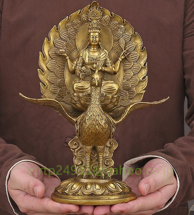新入荷★純銅 手作り 工芸品 置物を置く収蔵品 仏像 仏教 孔雀明王