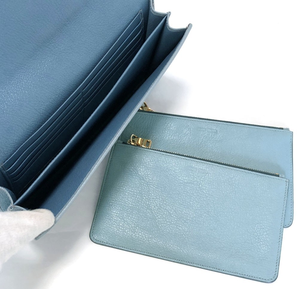  as good as new MiuMiu clutch wallet large long wallet clutch bag auger nai The - pouch attaching purse leather lady's MIUMIU