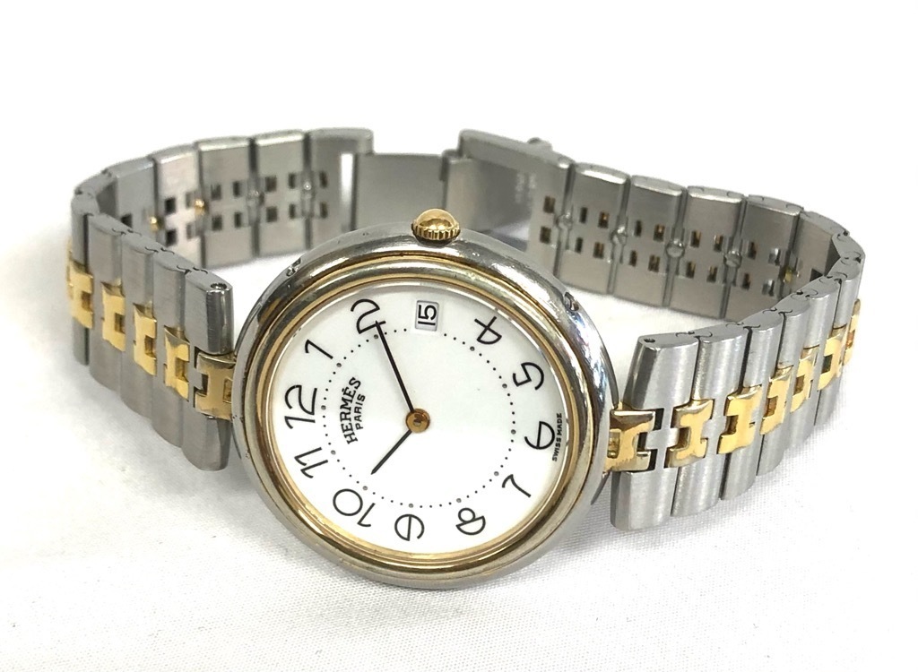 エルメス プロフィール コンビ メンズ SS GP 白文字盤 33mm メンズ