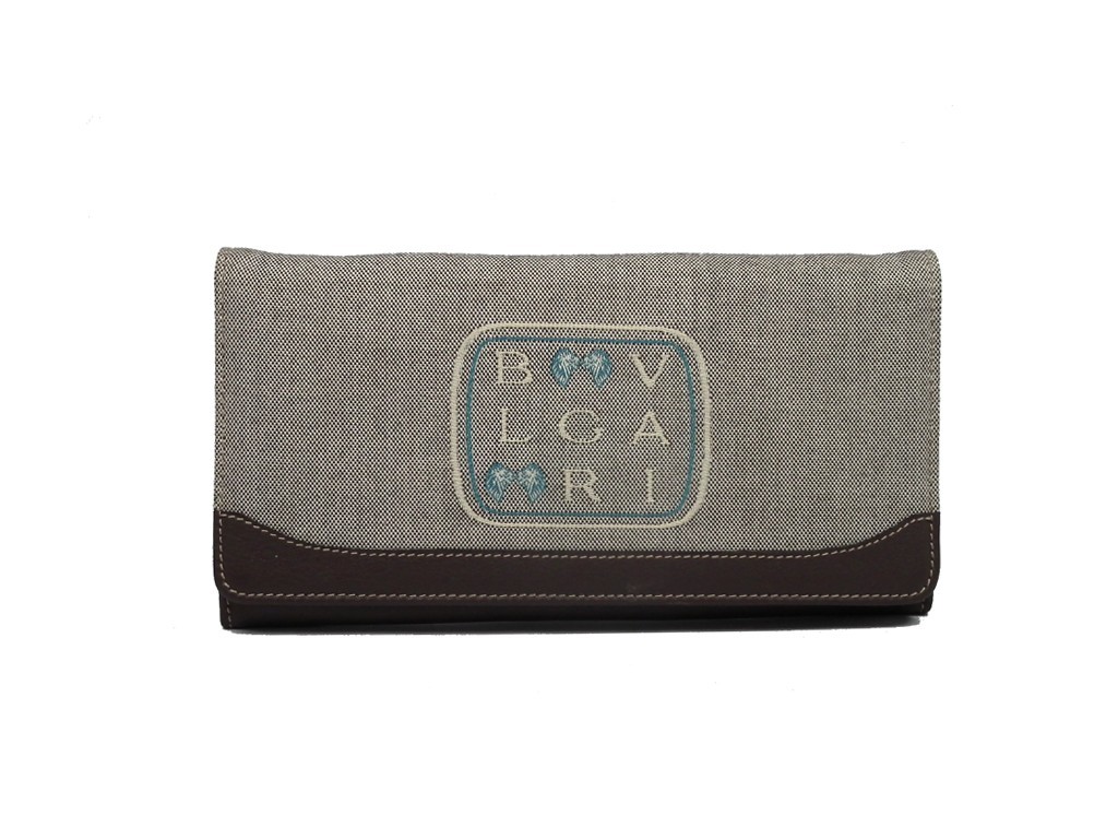 ブルガリ 長財布 レディース 財布 刺繍 ロゴ レオーニ レザー リボン ブラウン ＢＶＬＧＡＲＩ_画像1