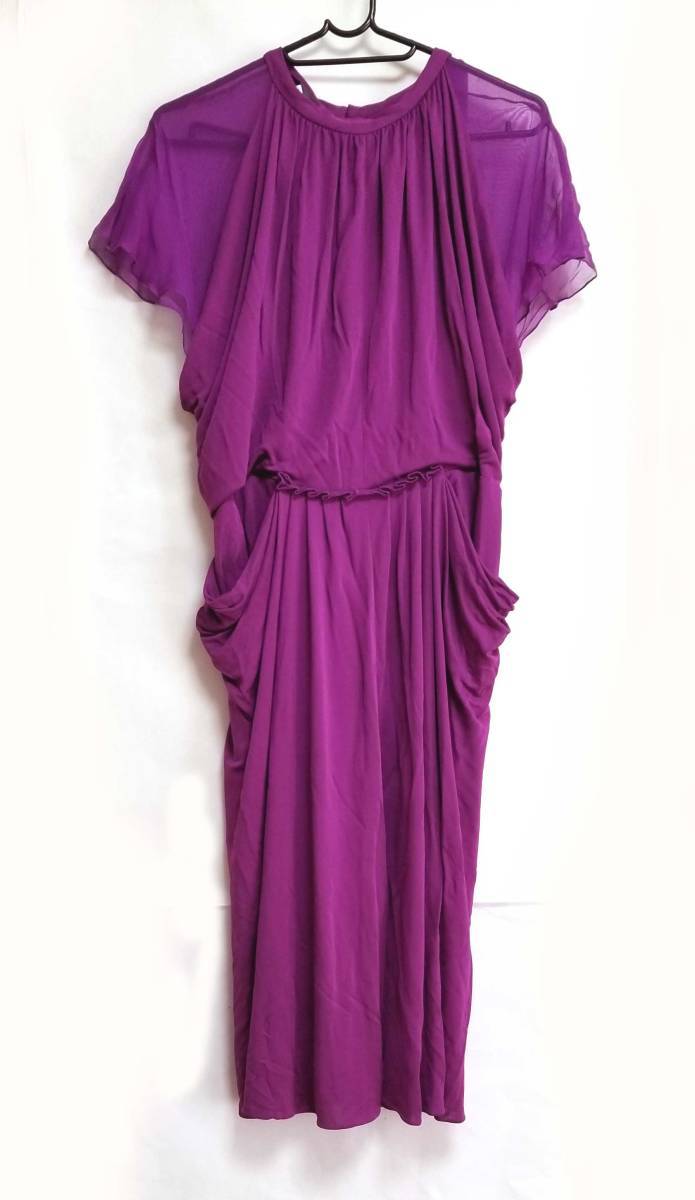  unused tag attaching Alberta Ferretti dress One-piece 42 short sleeves lady's ALBERTA FERRETTI purple purple rayon 